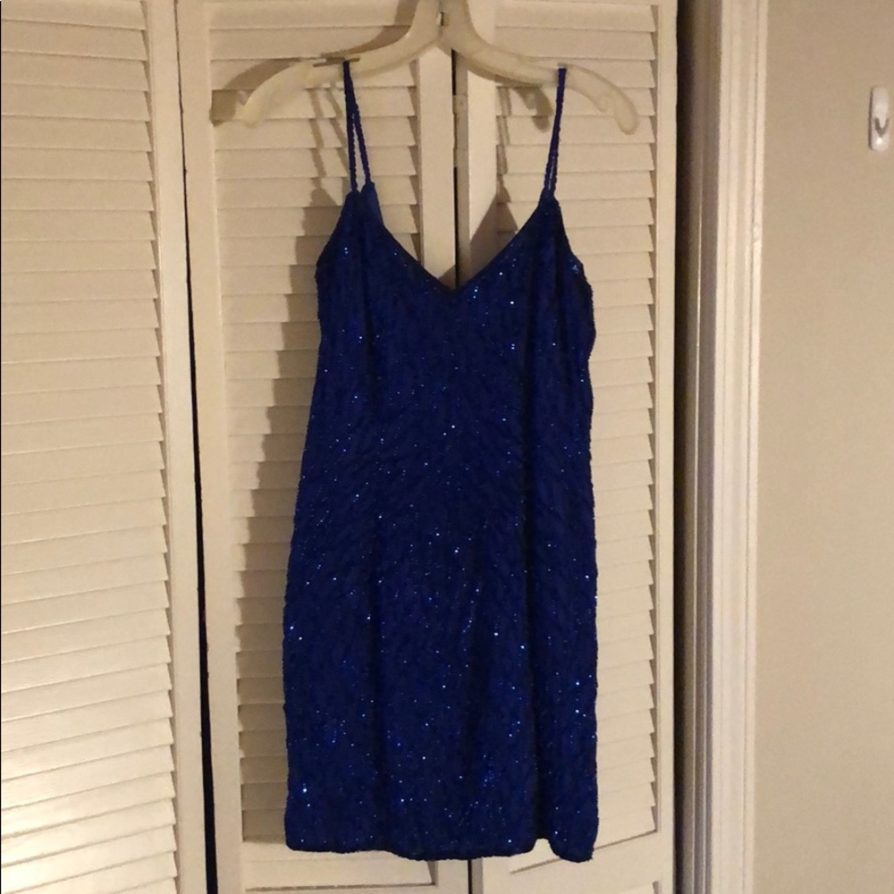 Royal blue sequin dress Laurence Kazar